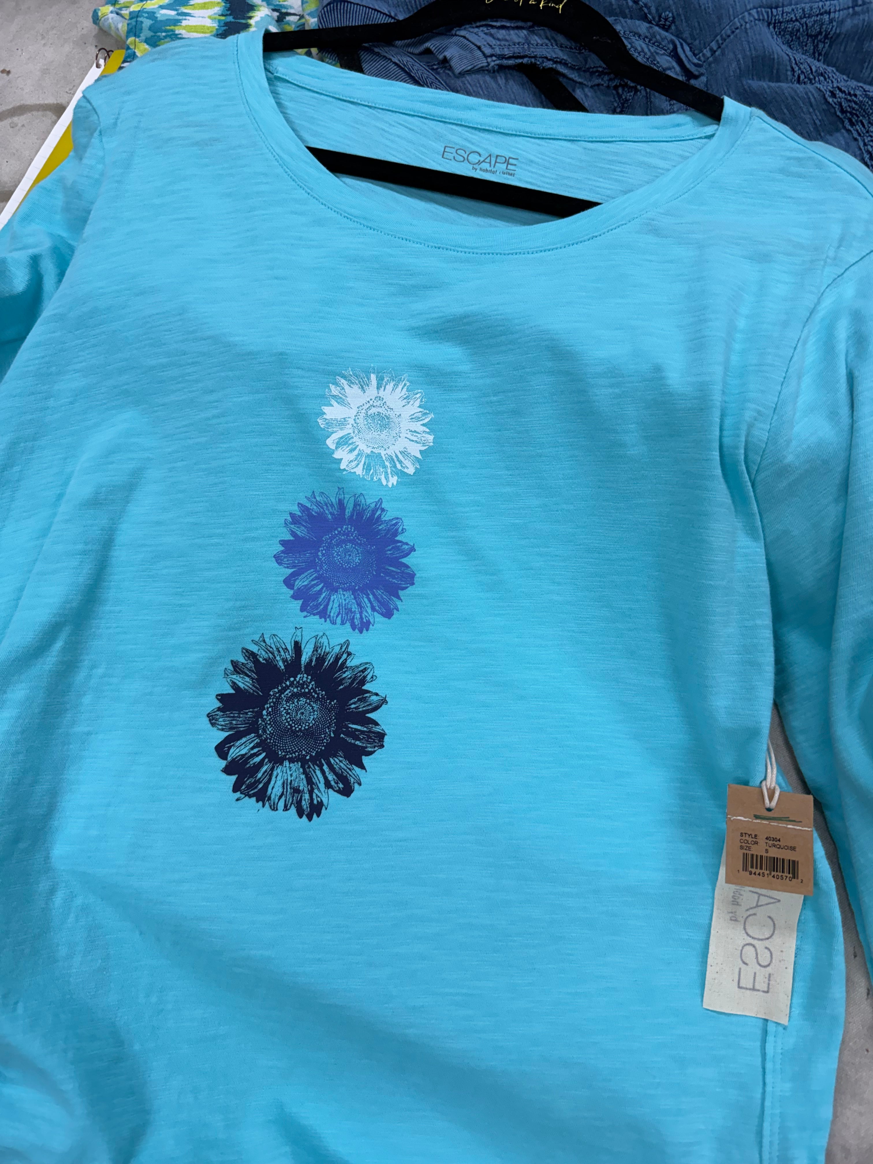 ESCAPE SUNFLOWER HI LO TOP TURQUOISE