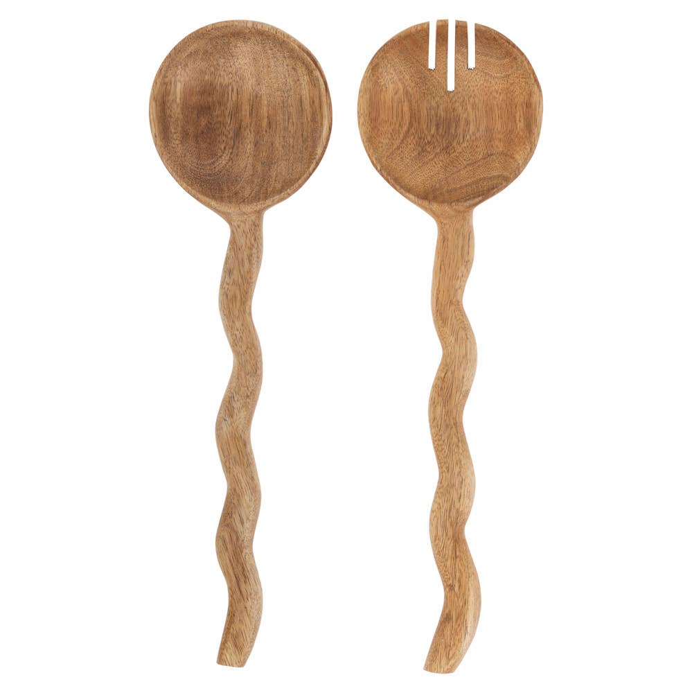 11.25" Wave Wood Serving Set