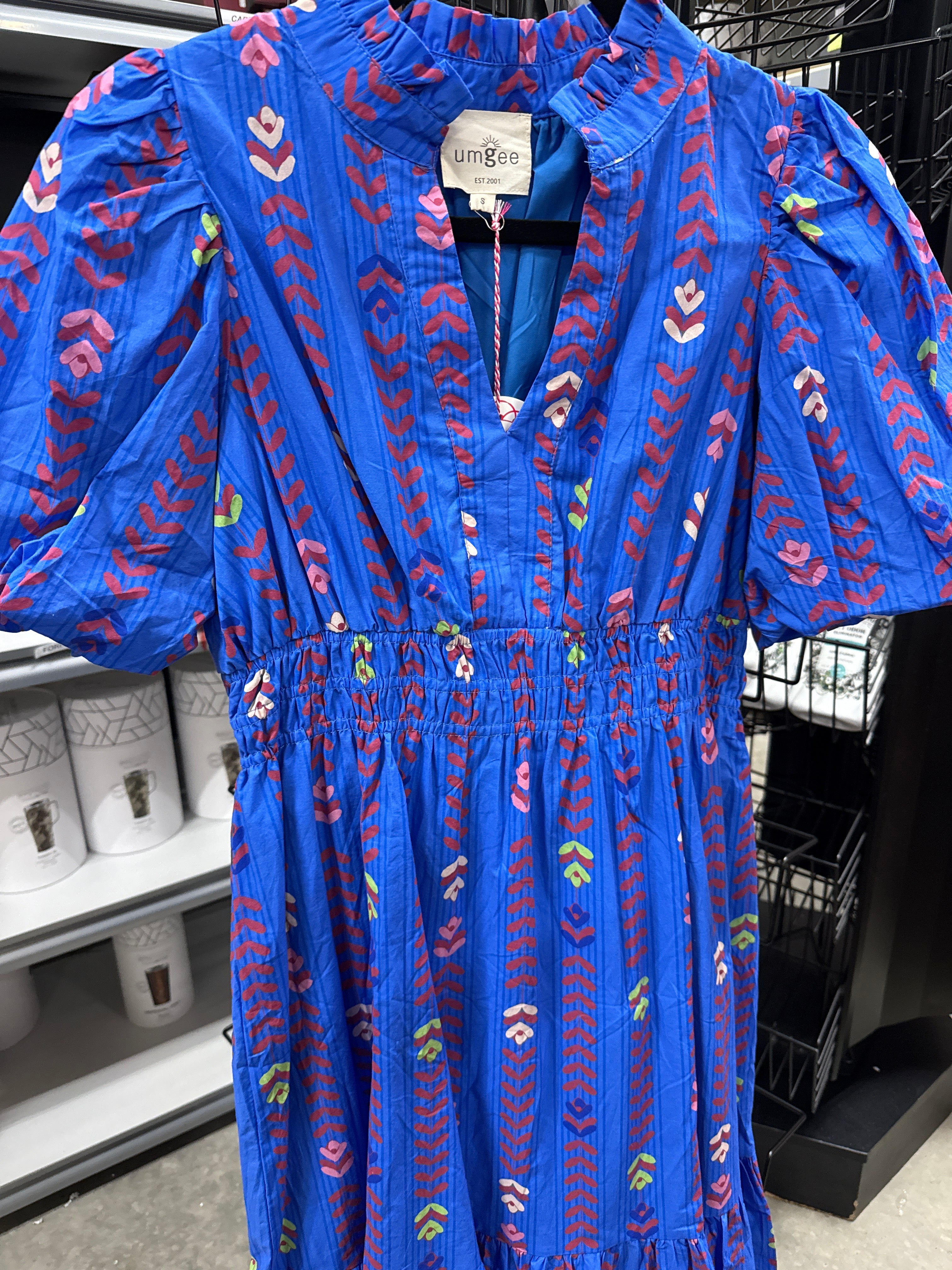 BUBBLE SLEEVE MIDI DRESS:SMALL
