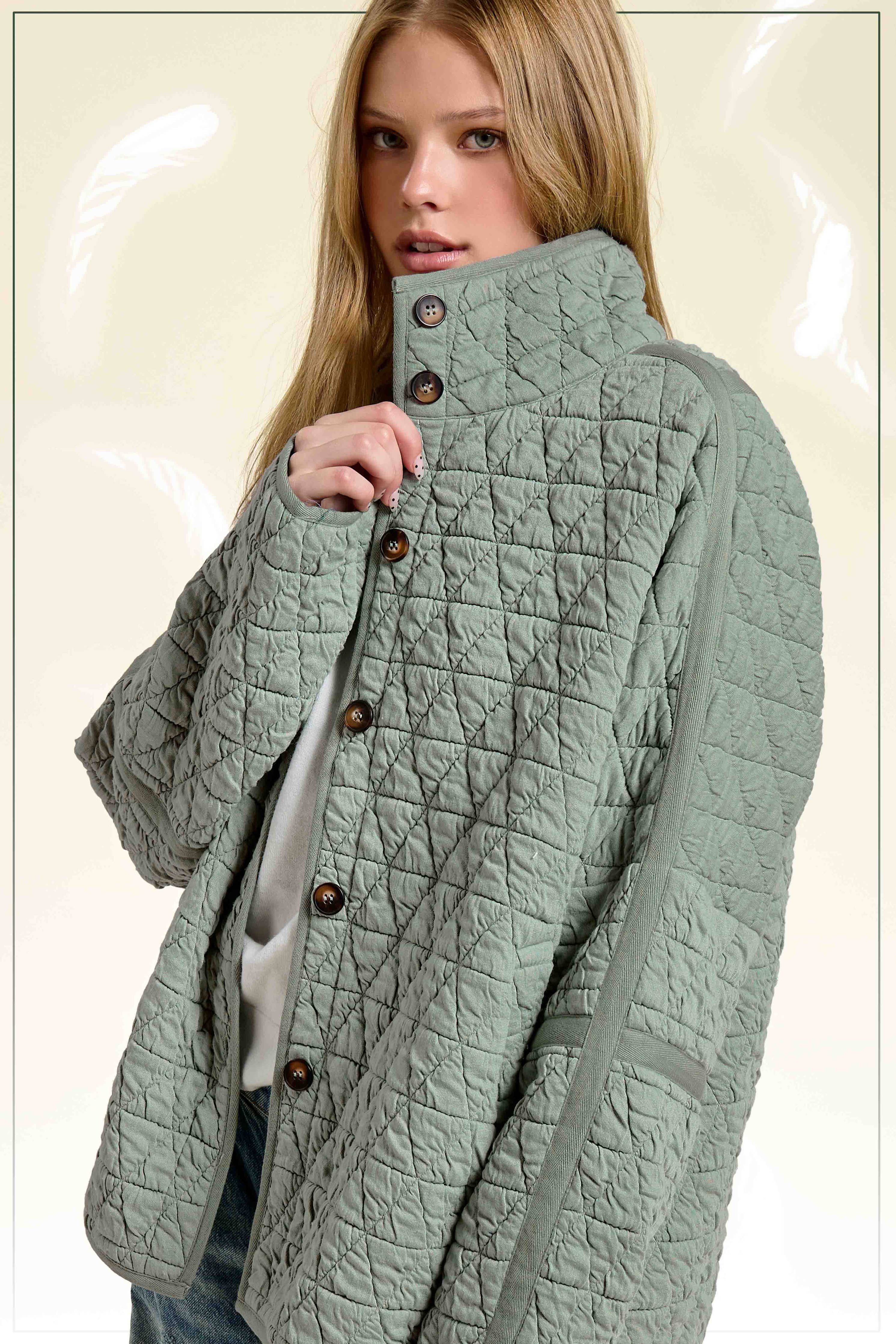 Quilted Button Down Jacket