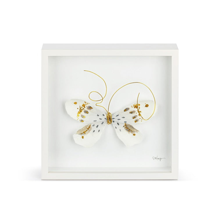 White & Gold Butterfly Wall Art - 10"