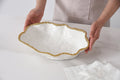 SERVING BOWL WHITE W/GOLD