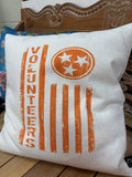 SQUARE PILLOW  UNIVERSITY OF TN VOLUNTEER FLAG