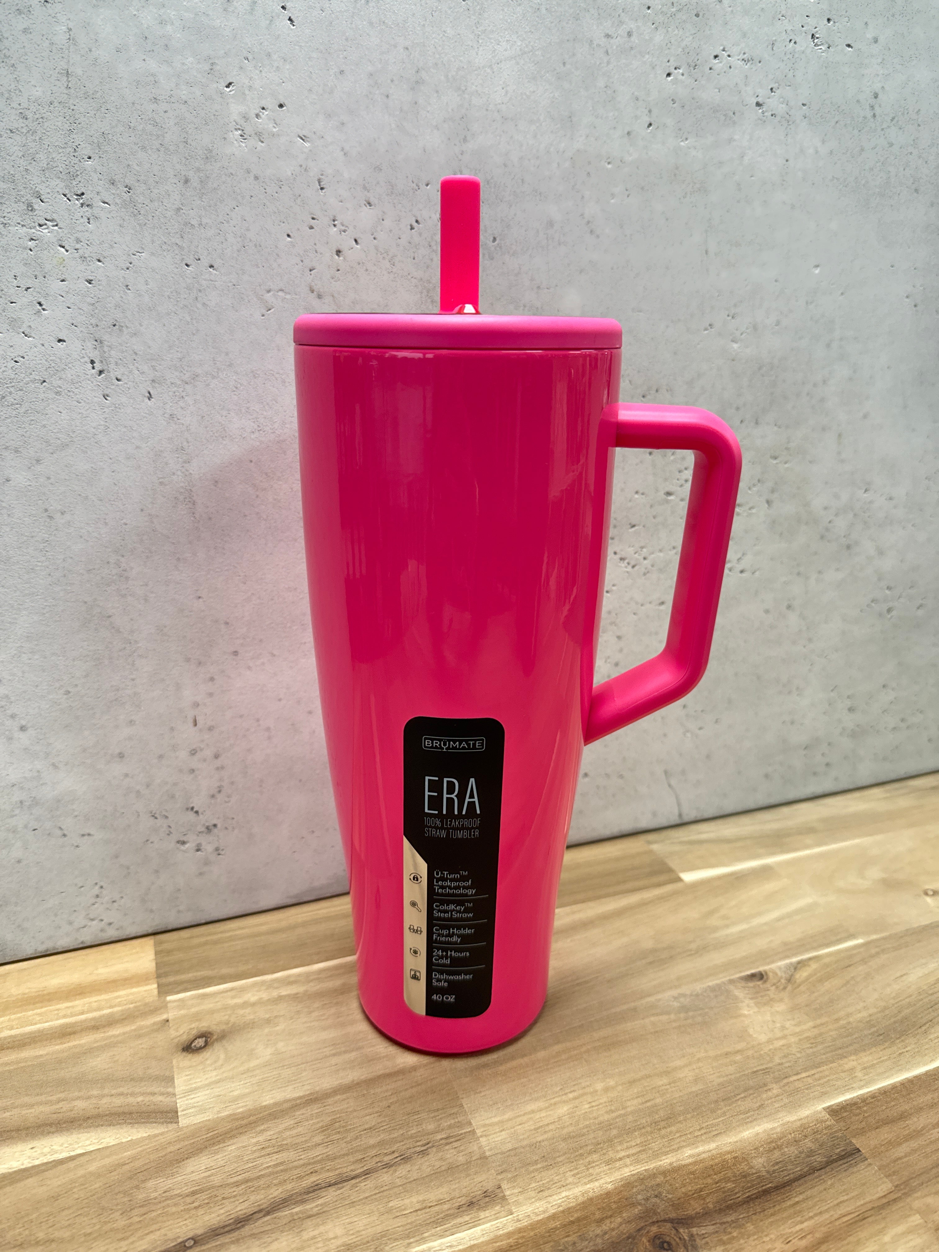 BRUMATE ERA 40 OZ. STRAW TUMBLER NEON PINK