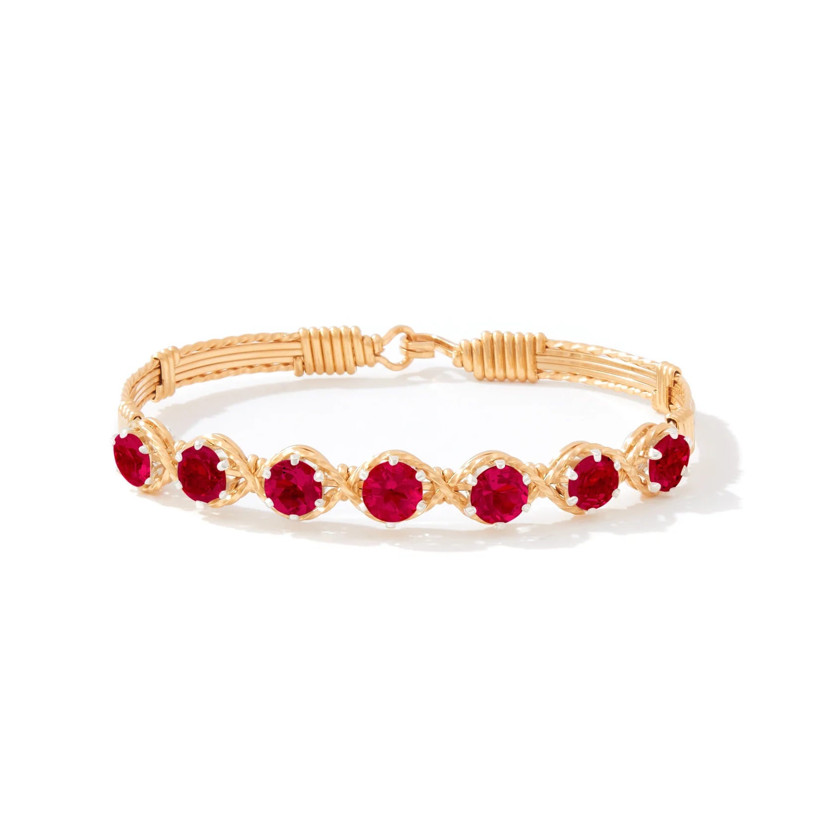 Dawn Bracelet - 14K Gold Artist Wire - 7" - M / JAN - Garnet
