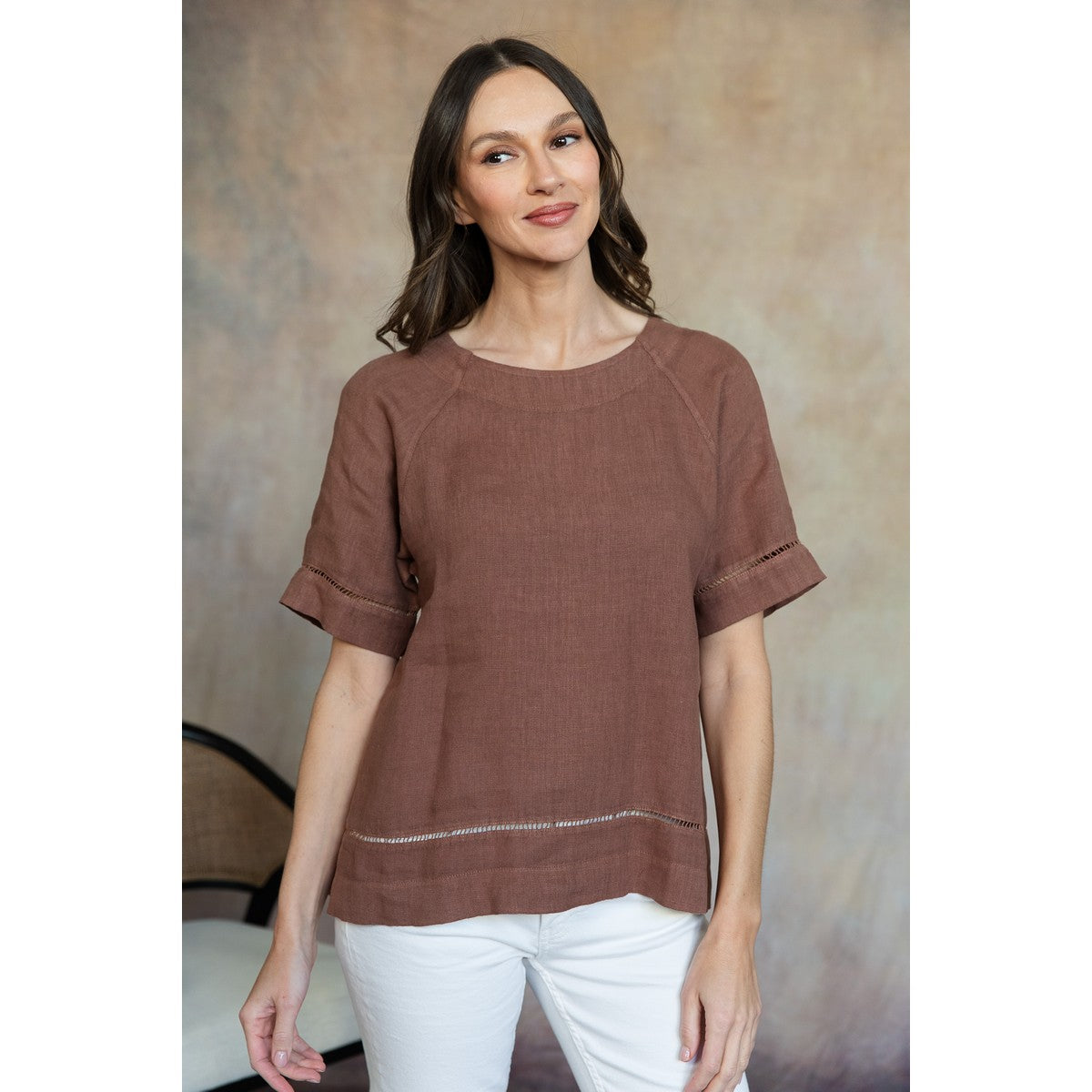 BLANCA LINEN TOP - ESPRESSO
