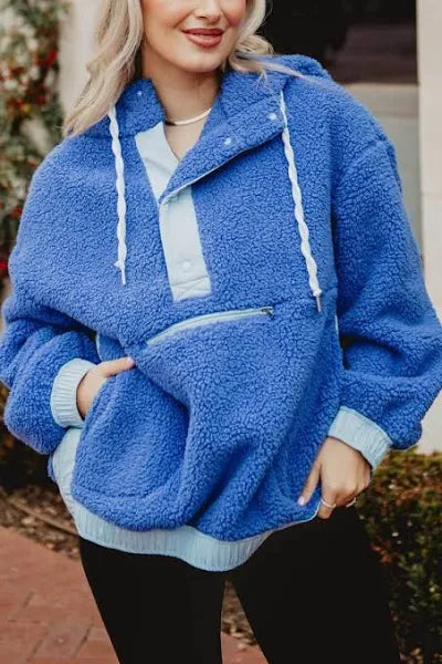 BLUE SHERPA FLEECE PULLOVER