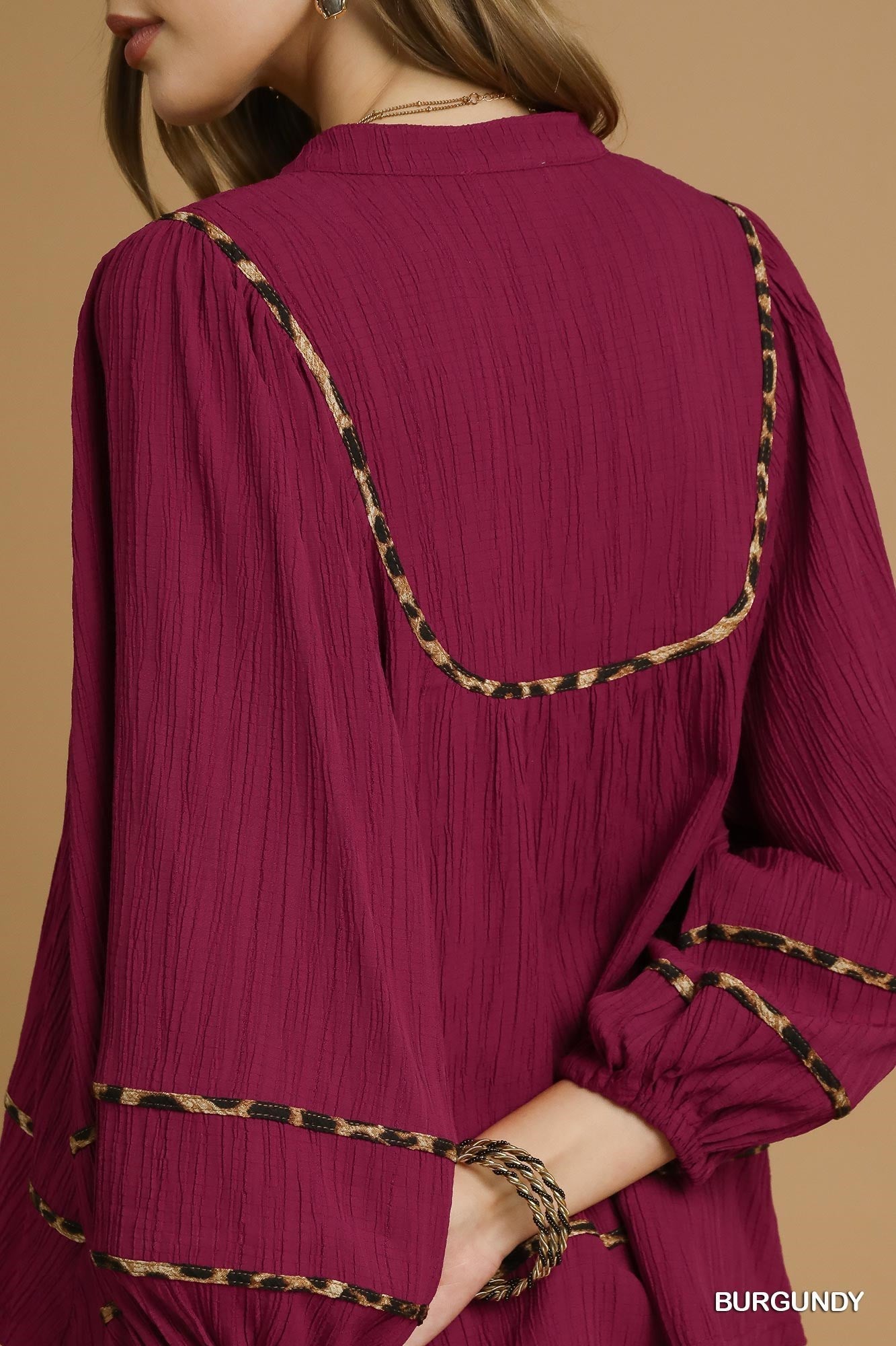 Umgee Text Animal Print Top
