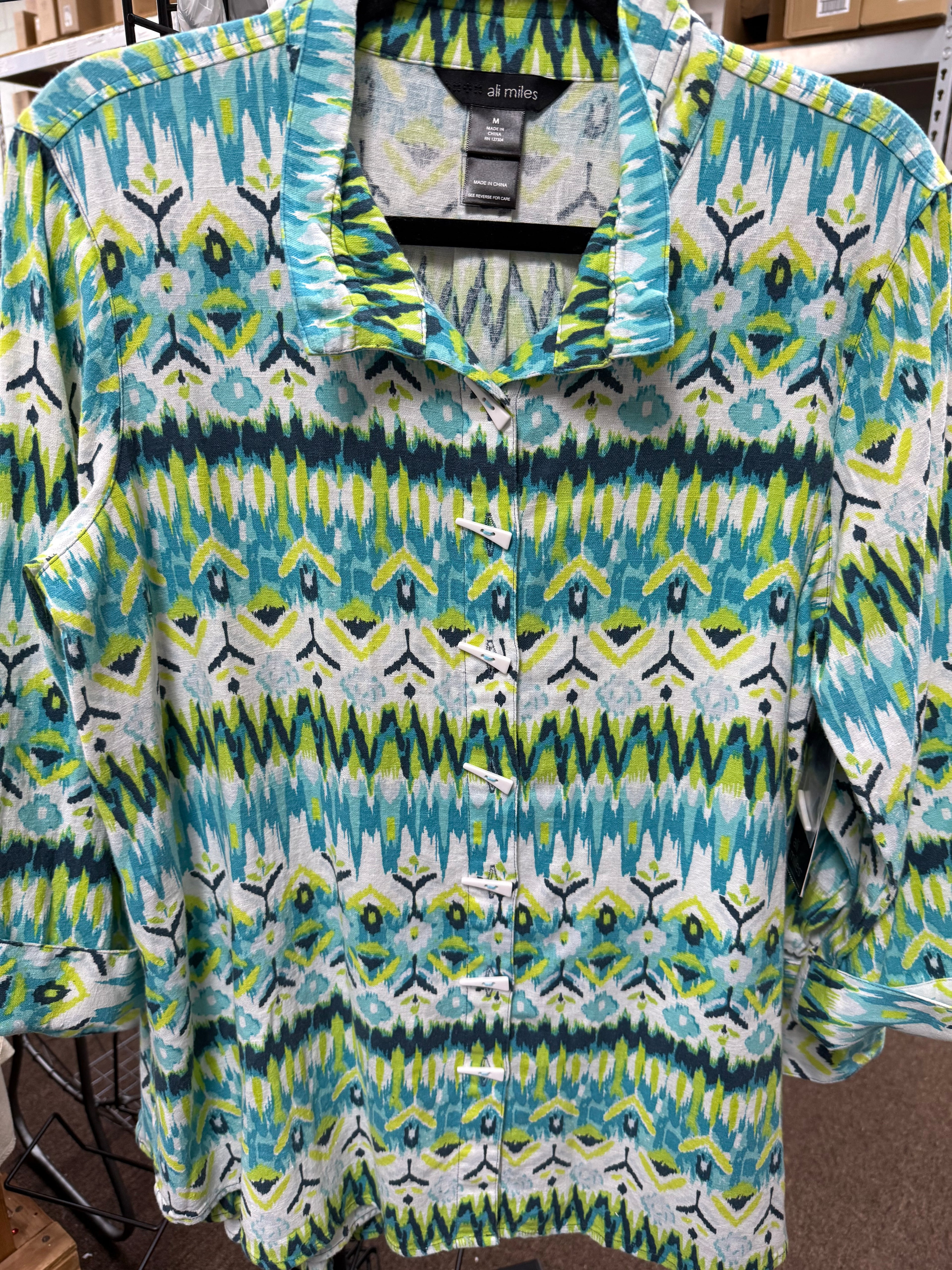 ALI MILES PRINTED WOVEN SHIRT MULTI-COLORED