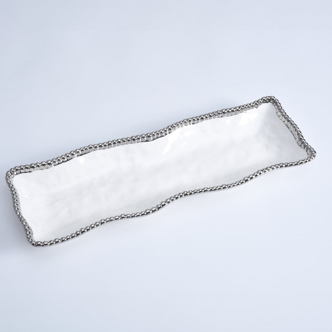 PAMPA BAY RECTANGULAR SERVING PIECE WHITE/SILVER