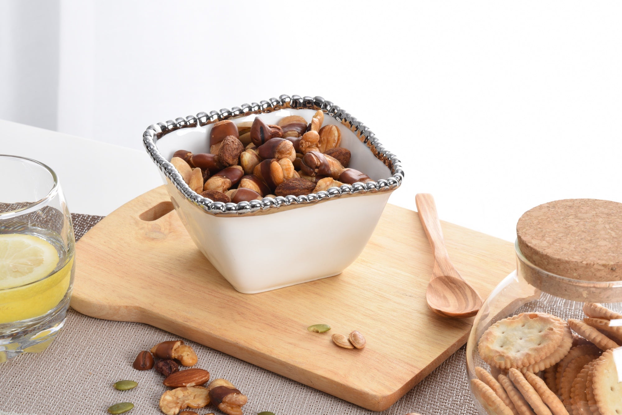 SQUARE SNACK BOWL WHITE/GOLD