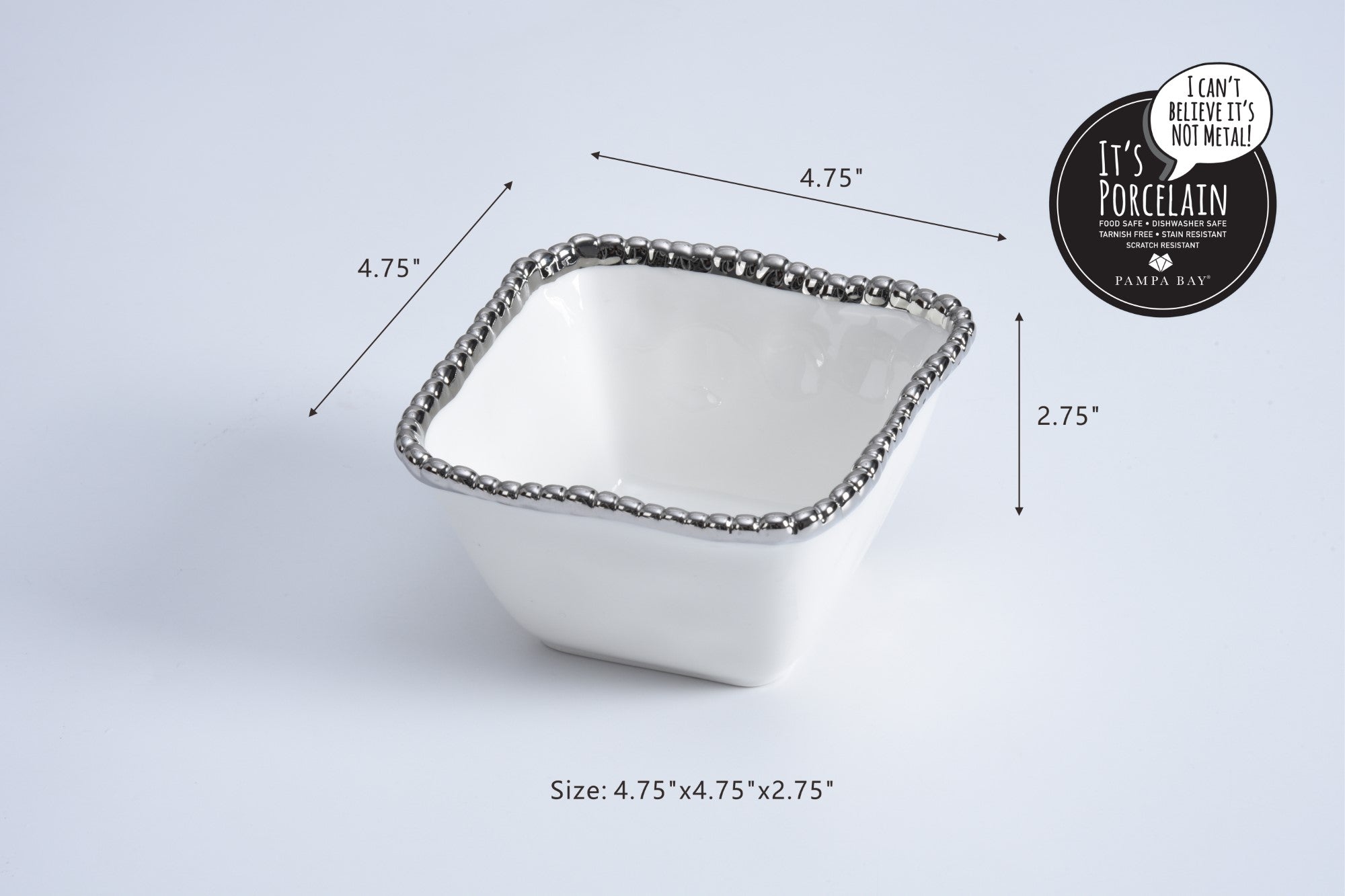 SQUARE SNACK BOWL WHITE/GOLD