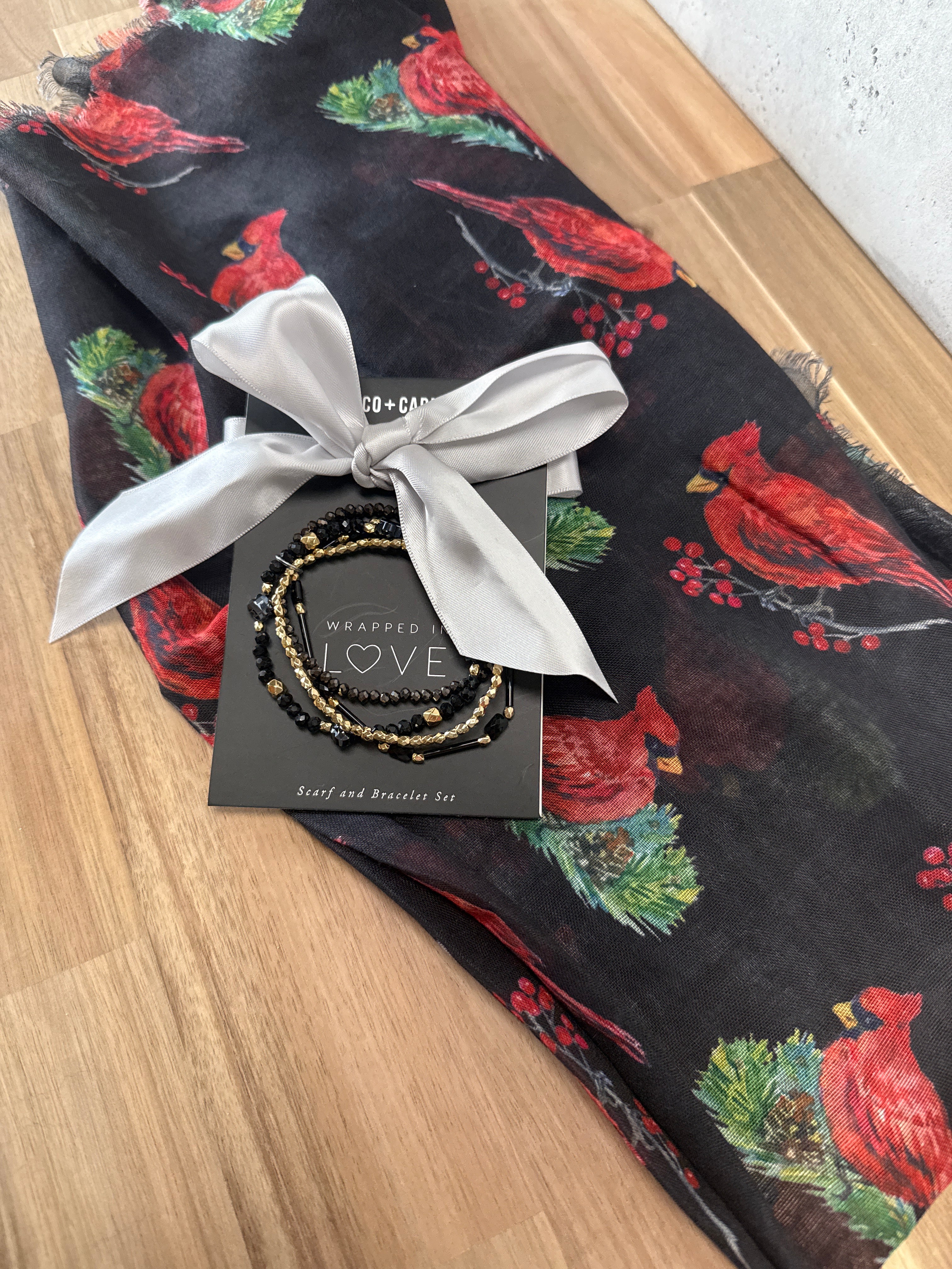 Cardinal Scarf + Bracelet