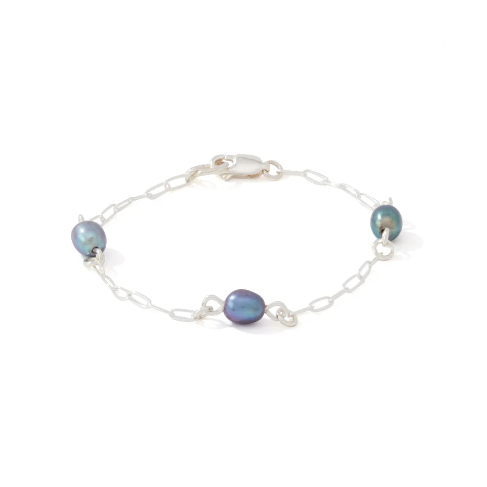 RONALDO  DESIGNER JEWELRY FREE TO BE BRACELET PEACOCK PEARL SILVER - SIZE:7.00