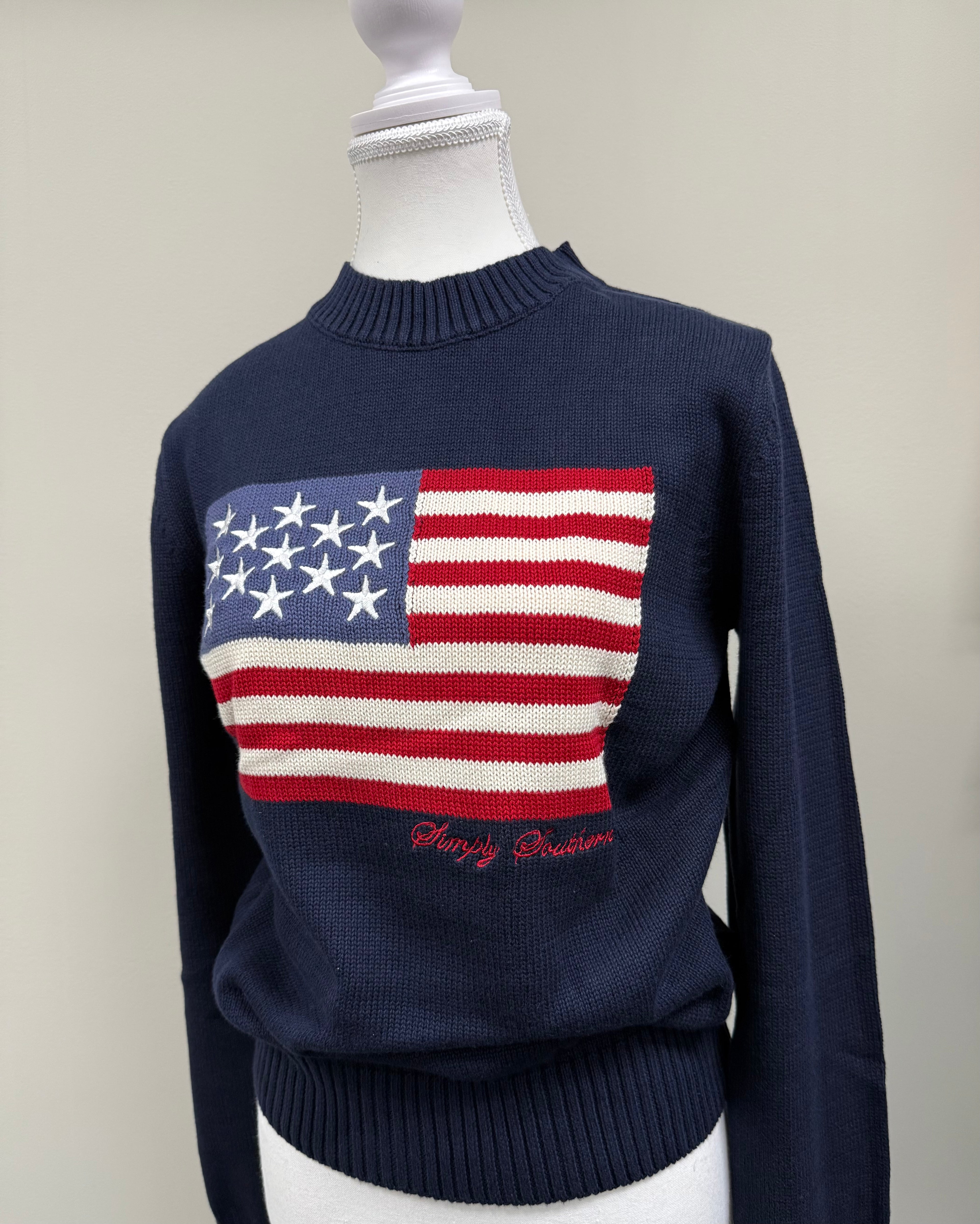 NAVY FLAG CREW SWEATER