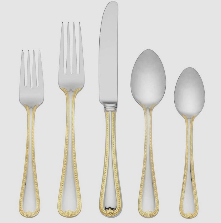 VINTAGE JEWEL w/ GOLD 5PPS FLATWARE