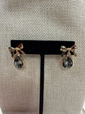 TEARDROP BLACK STONE & BOW EARRINGS