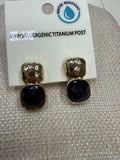 BLACK BOLD SQUARE STONE EARRINGS