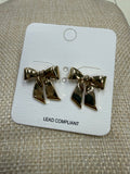 RIBBON STUD GOLD EARRINGS