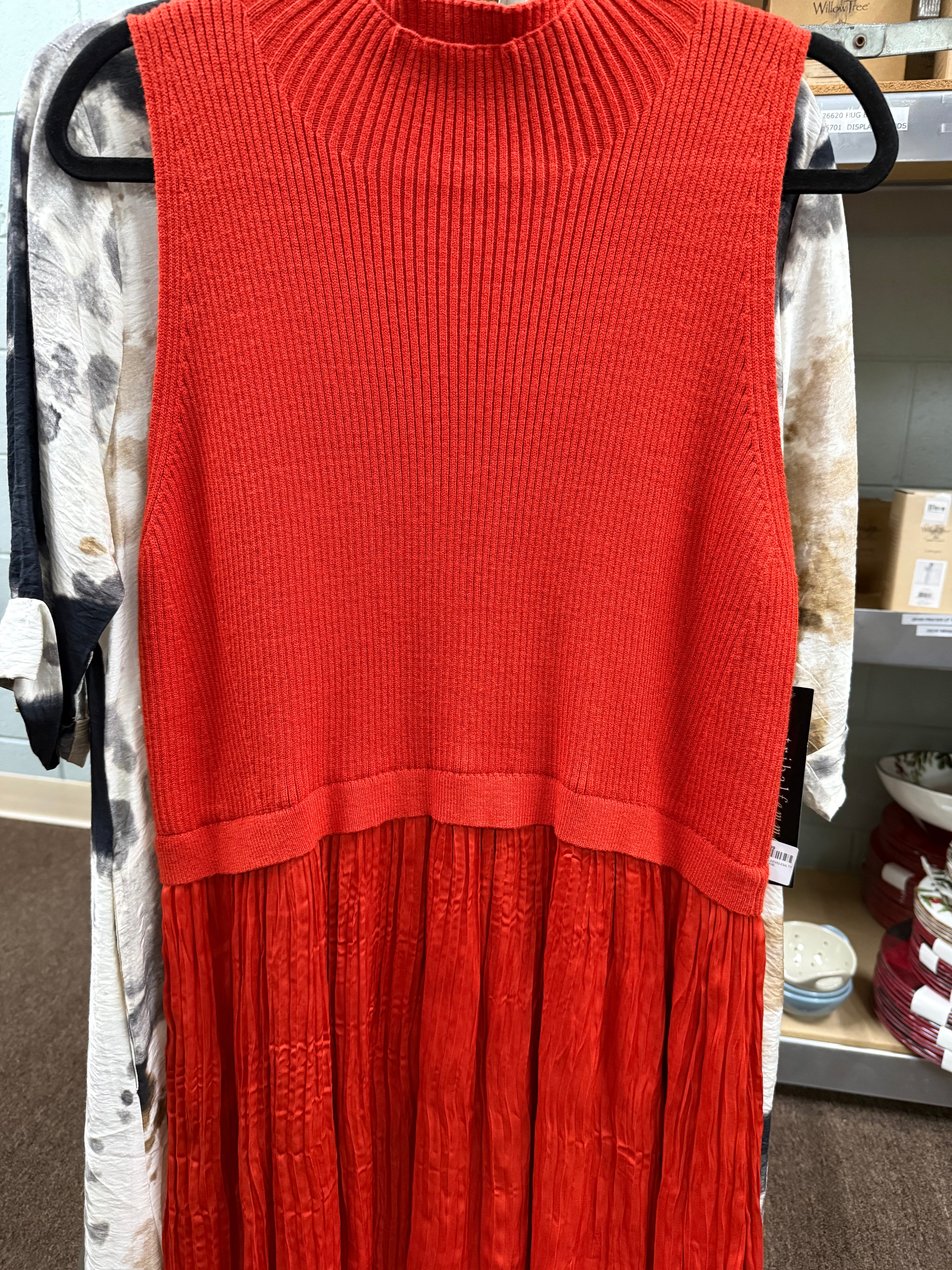 TRIBAL SLEEVELESS TWOFER MAXI DRESS CRIMSON - SIZE:XLARGE