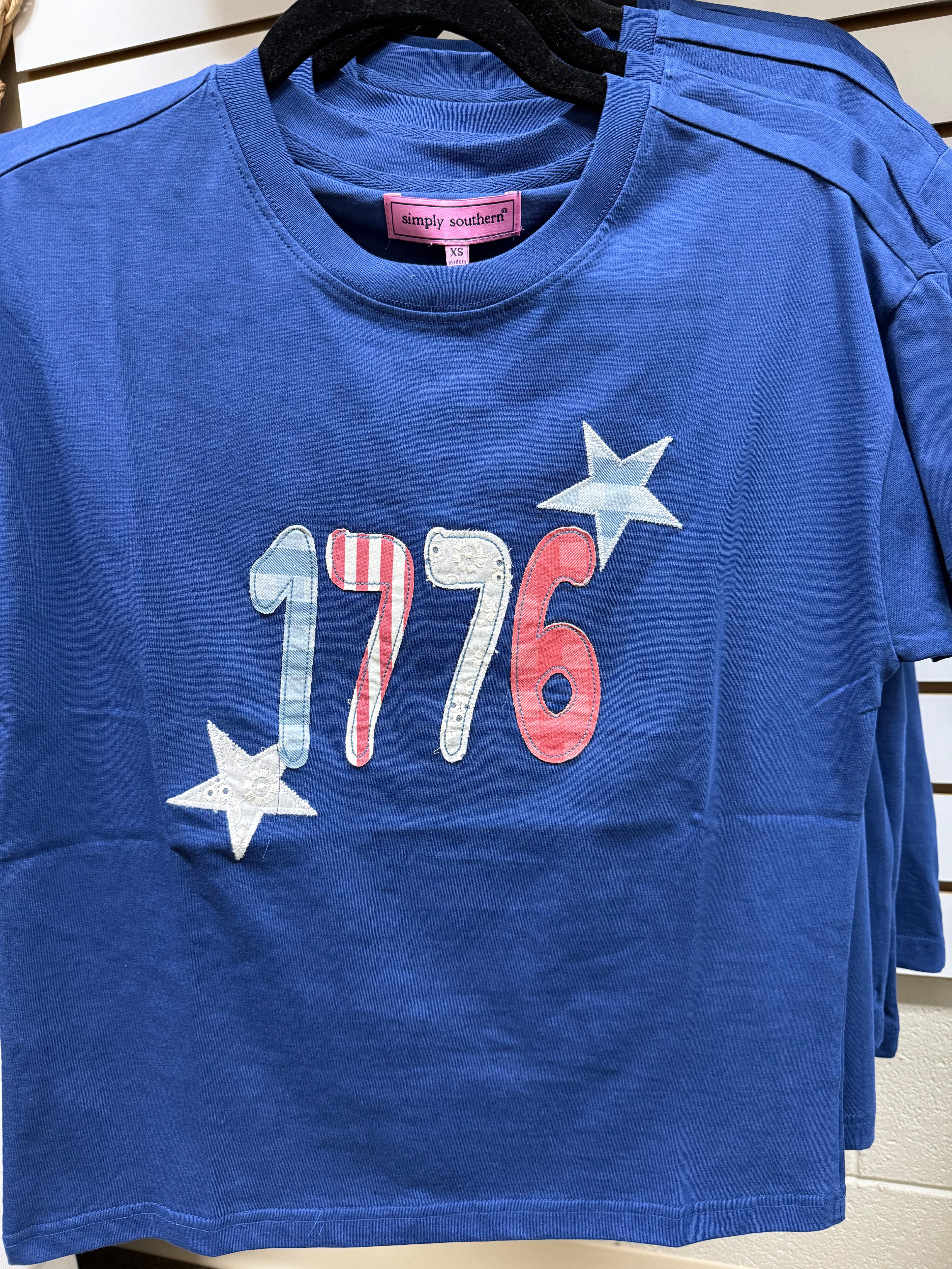 SIMPLY SOUTHERN APPLIQUE USA TEE - NAVY