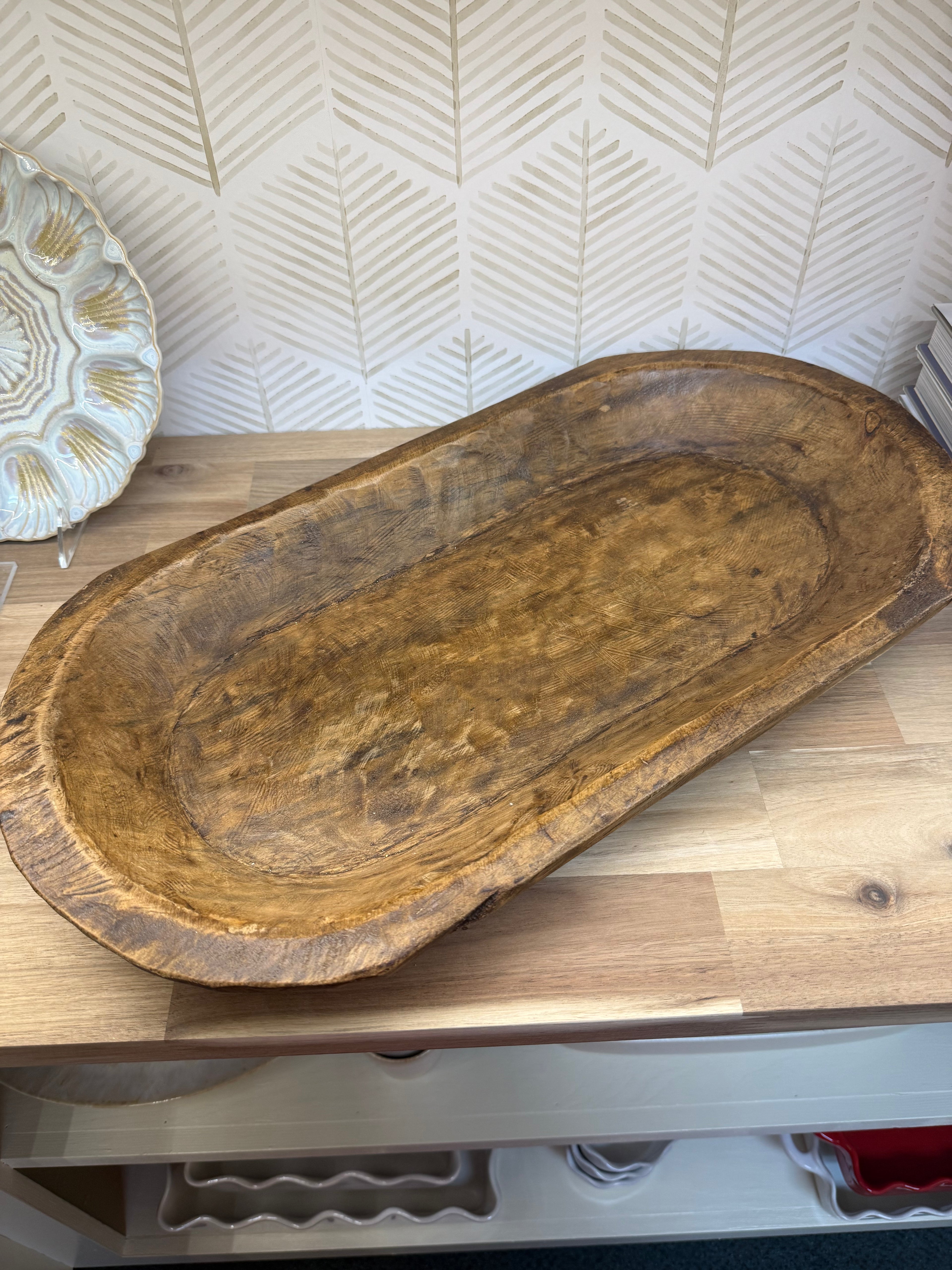 LARGE OBLONG WOODEN BOWL