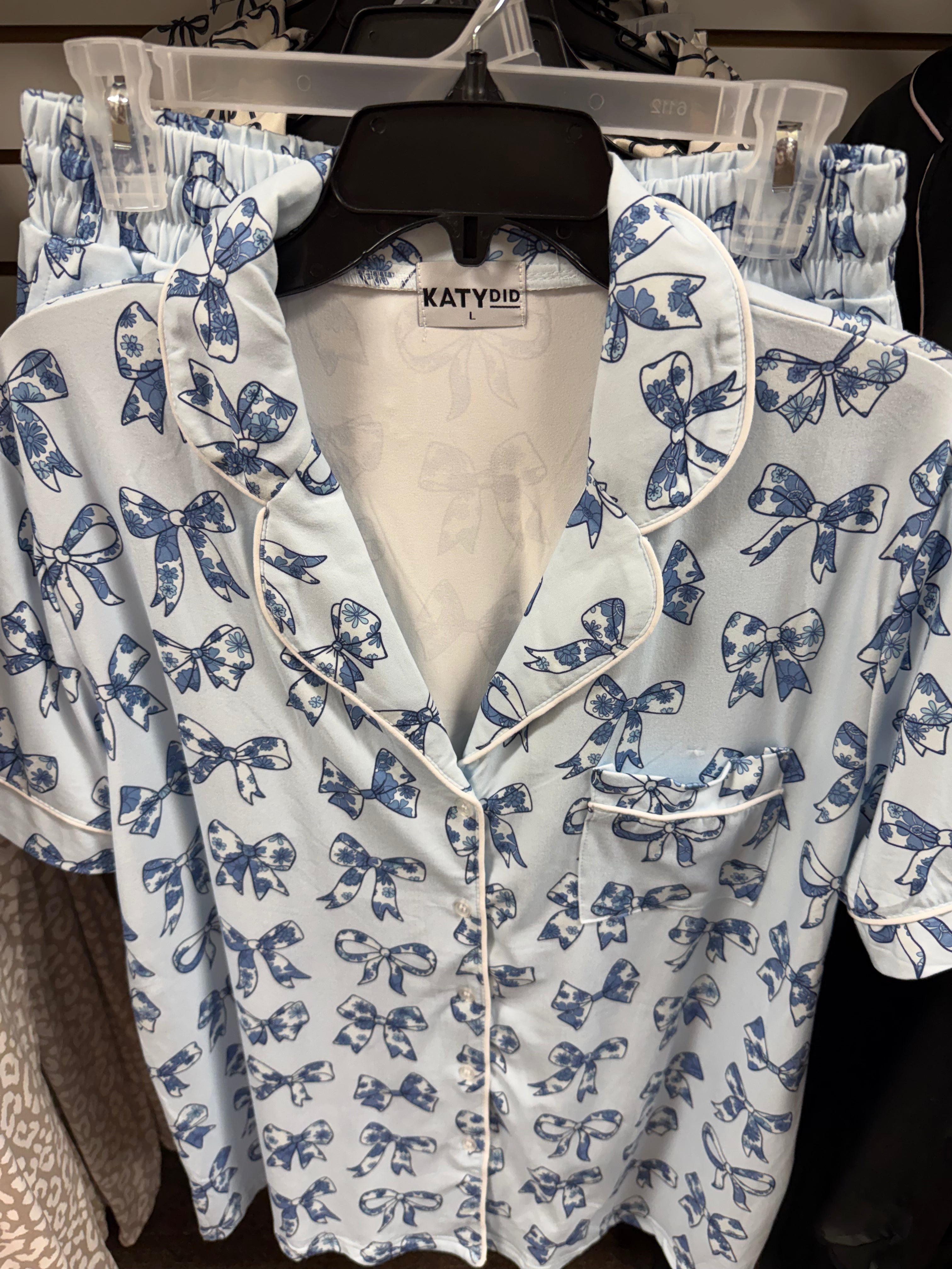 BLUE BOW PJ SHORT SET
