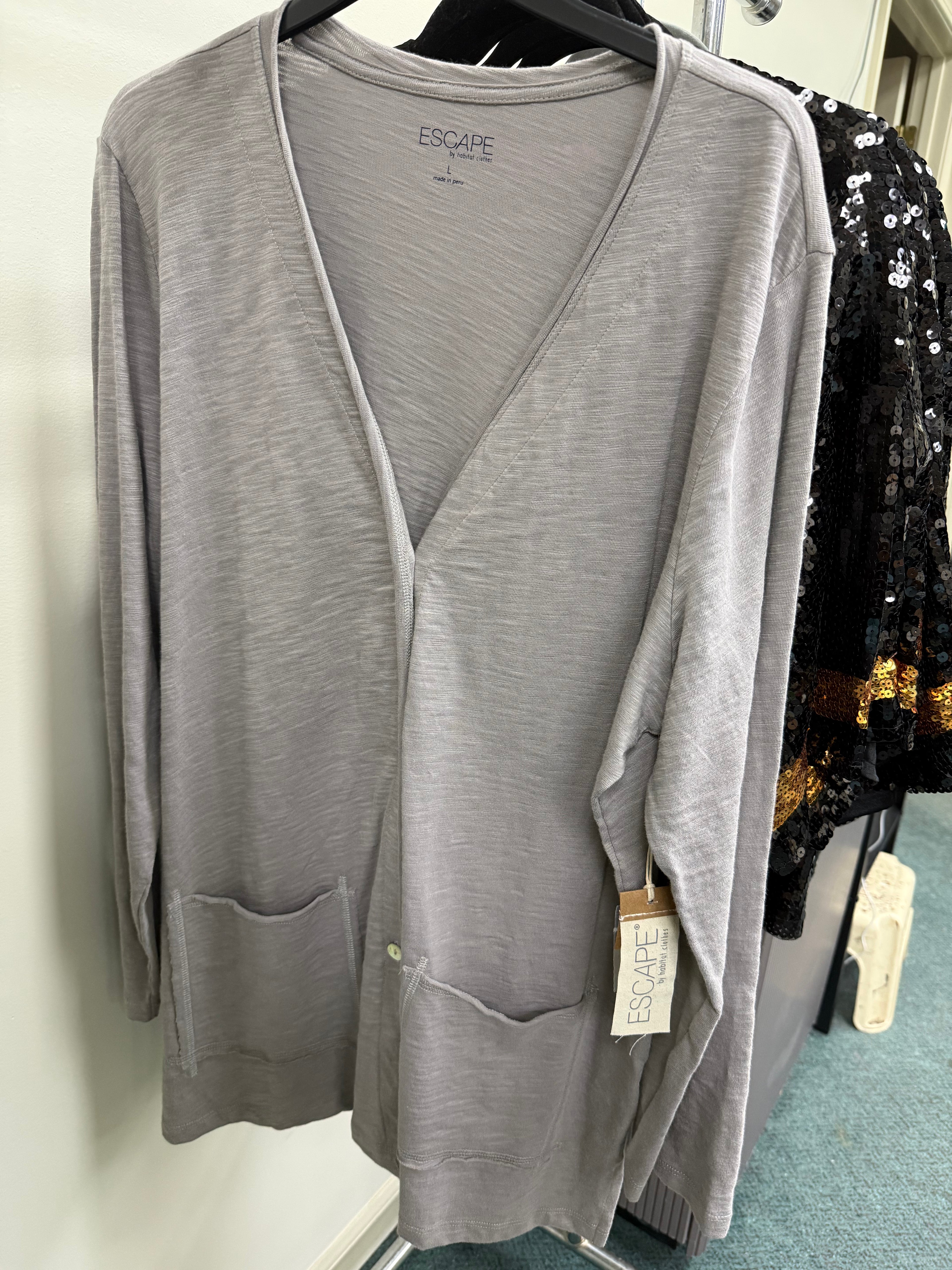 ESCAPE BY HABITAT COTTON SLUB CARDI FOG
