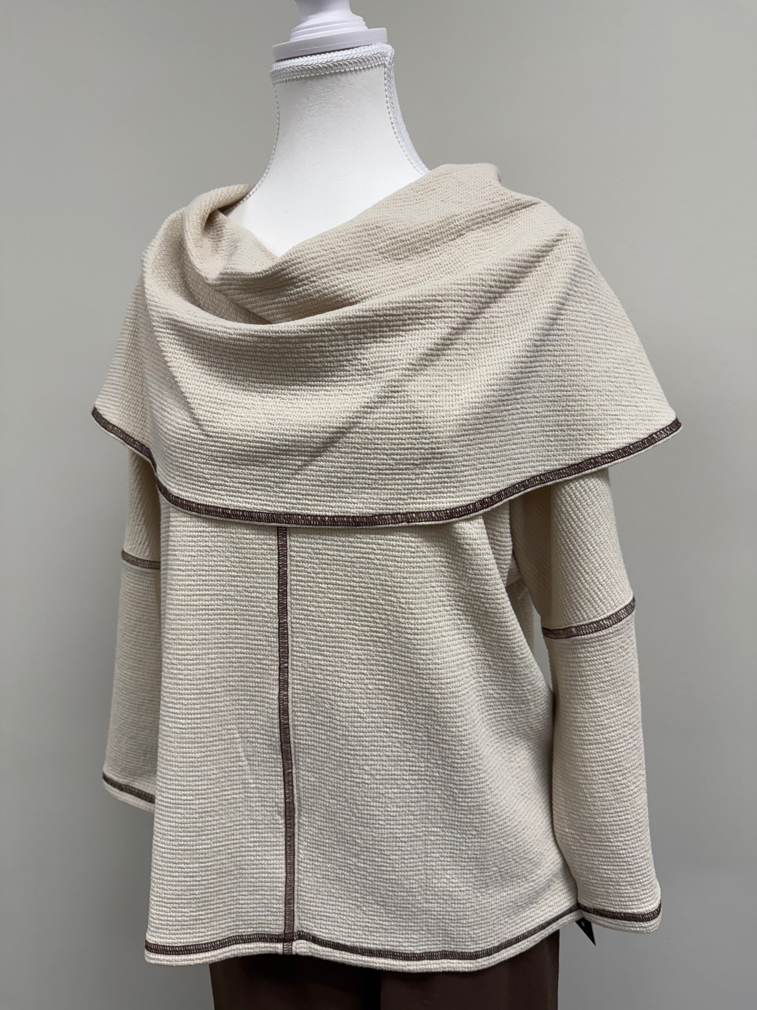 SEERSUCKER COWL NECK TUNIC
