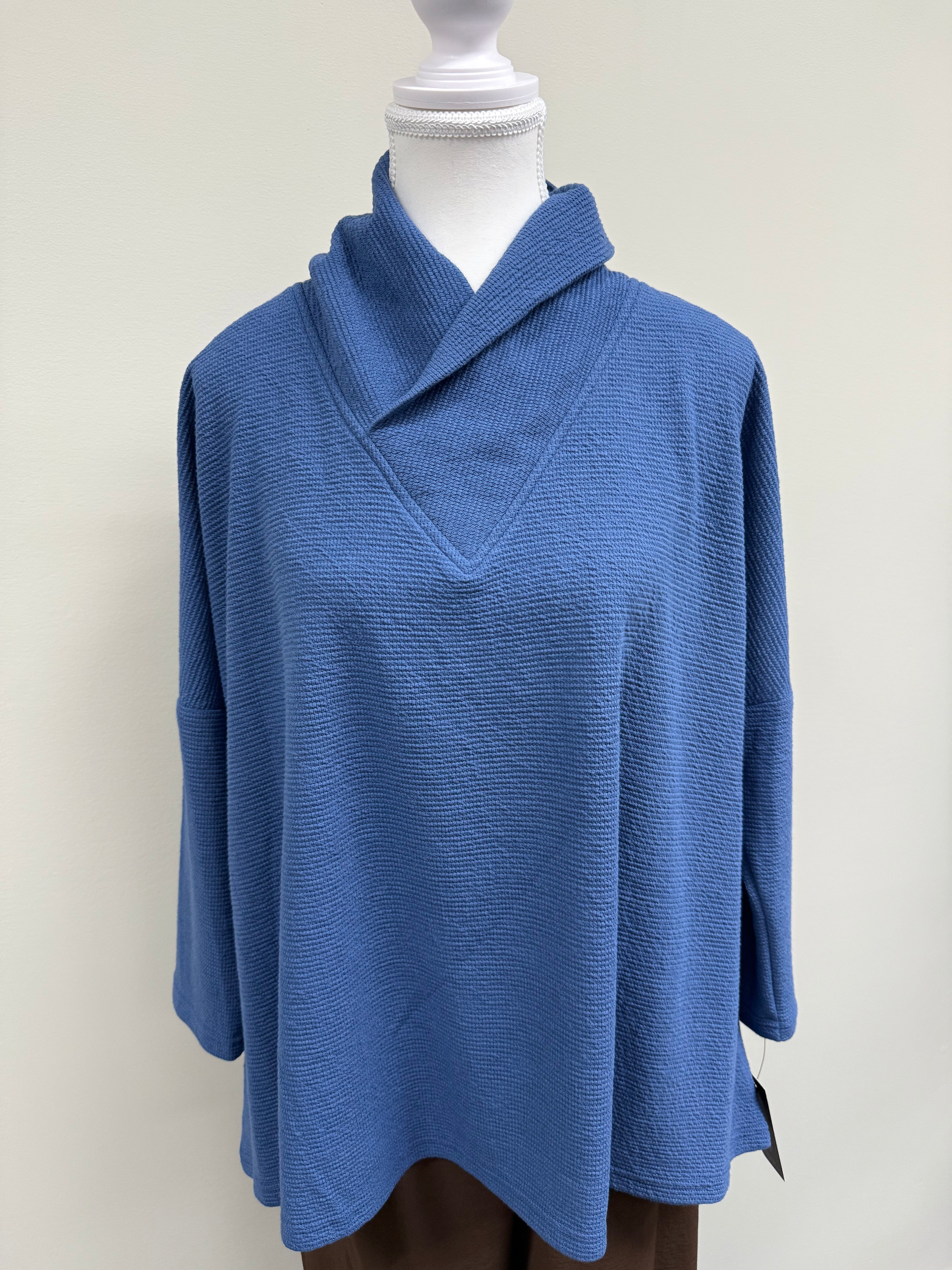 SEERSUCKER CRISS CROSS TUNIC DENIM
