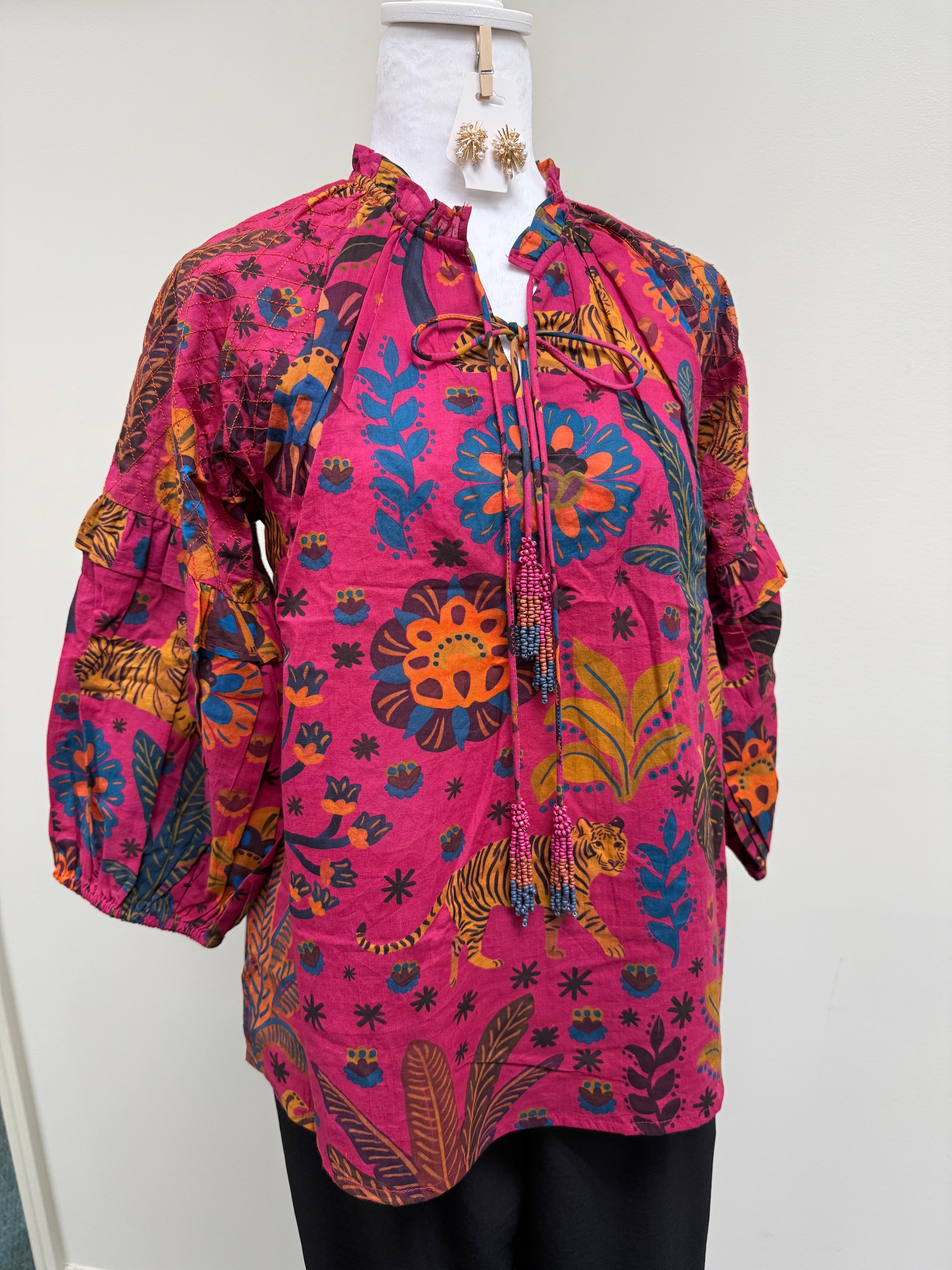 PINK TIE PRINTED TOP