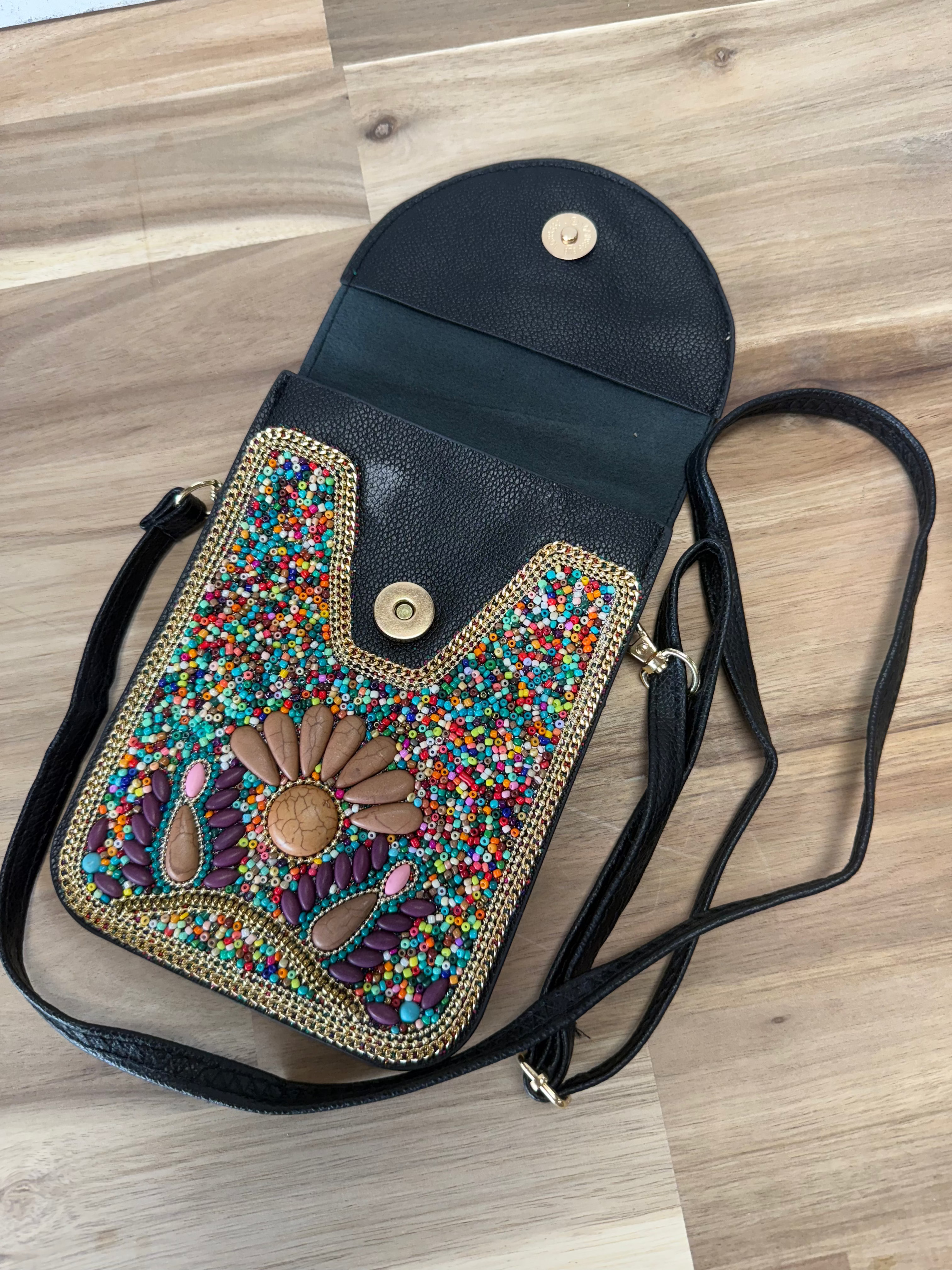 Beaded Crossbody -  Berry/Taupe
