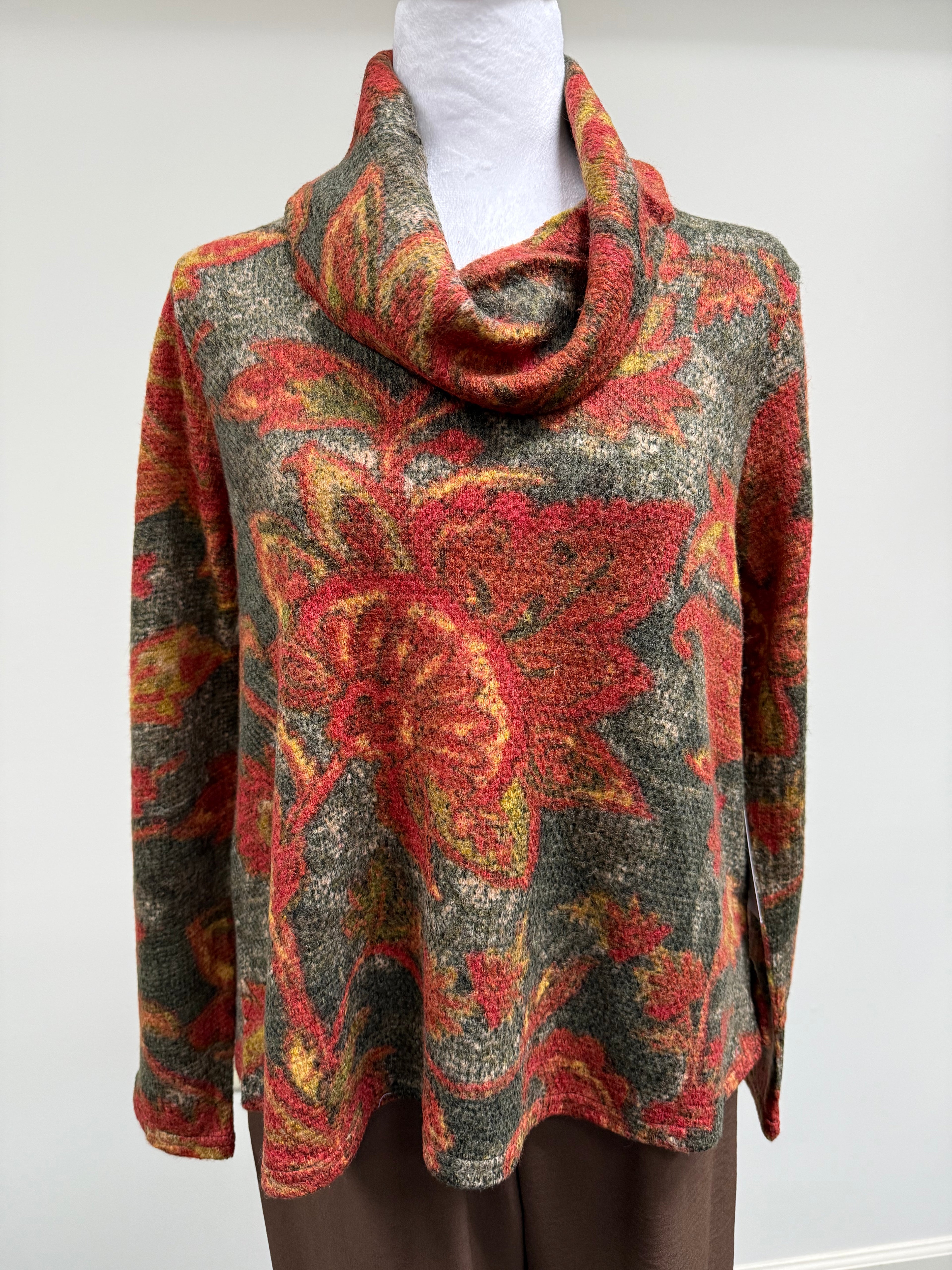 PAISLEY COWL KNIT TOP