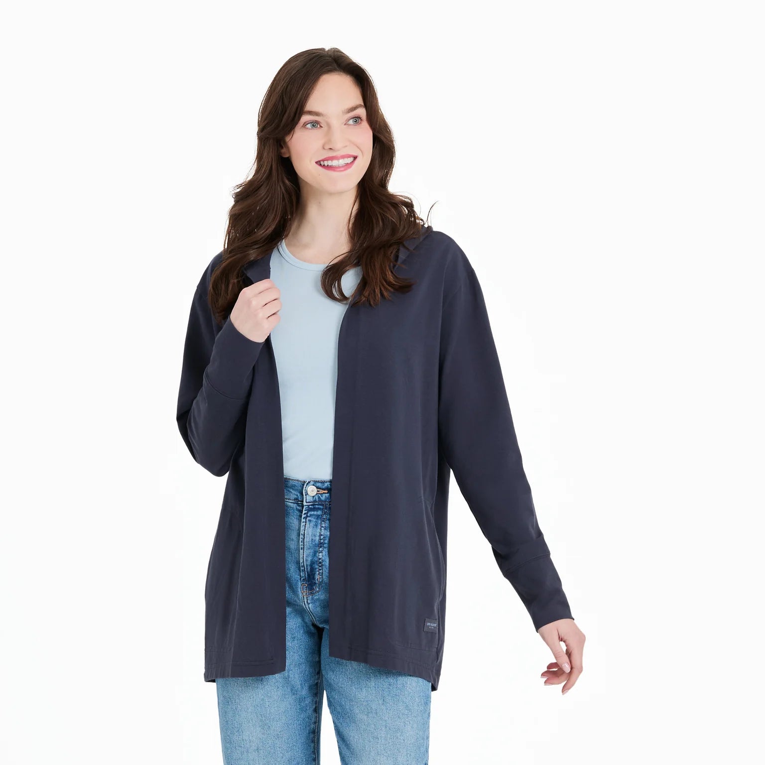 LIFE IS GOOD FLEX OPEN CARDIGAN INKWELL BLUE - SIZE:LARGE