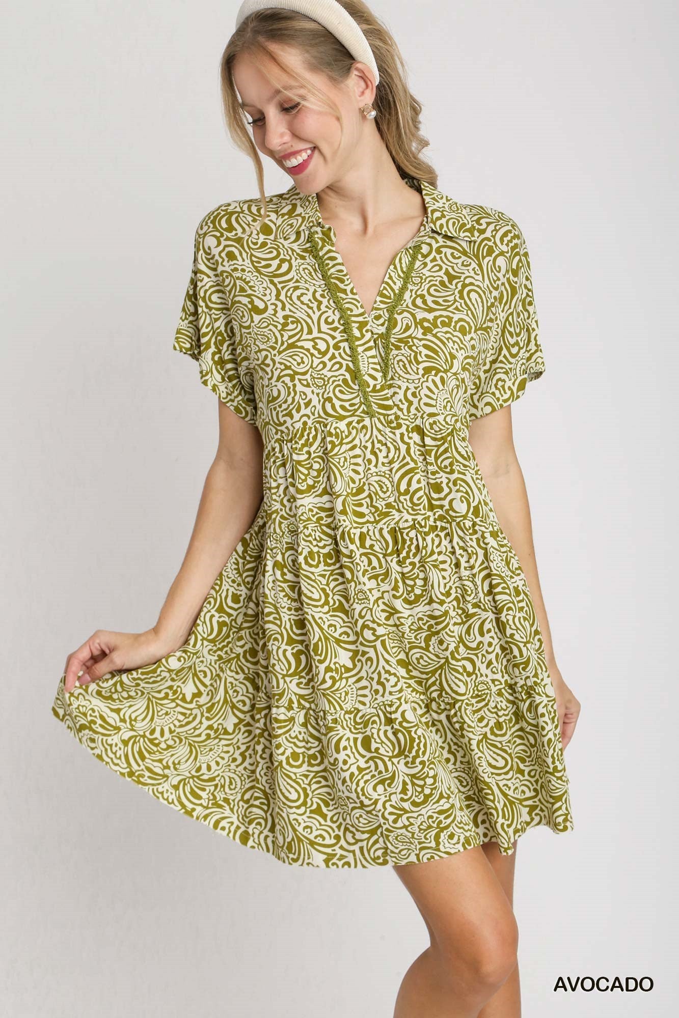 Paisley Dress Avocado
