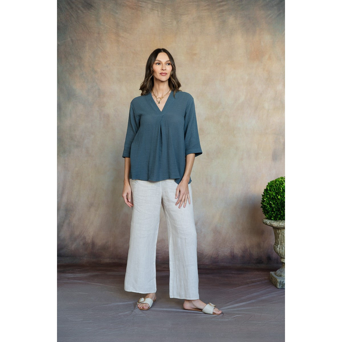 LENORE LINEN PANTS - LIGHT BUFF