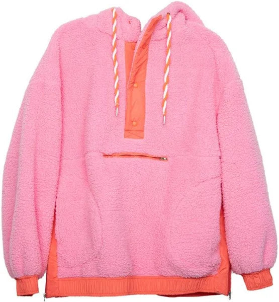 PINK SHERPA FLEECE PULLOVER