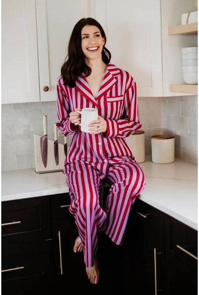 STRIPED SATIN PAJAMA SET
