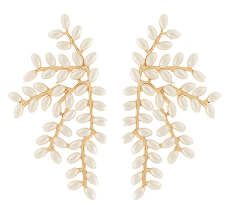 Pearl Leaf Earrings - GS