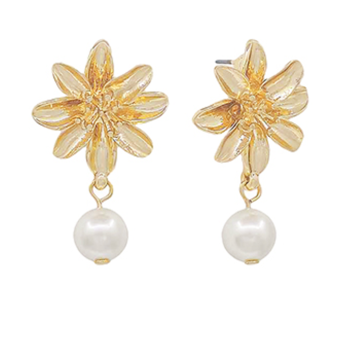 Flower/Pear Dangle Earrings - GS