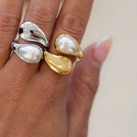 AVA PEARL WRAP RING - Gold