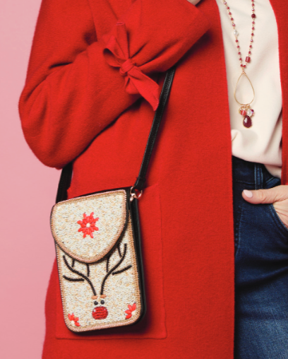 BEADED REINDEER CROSSBODY