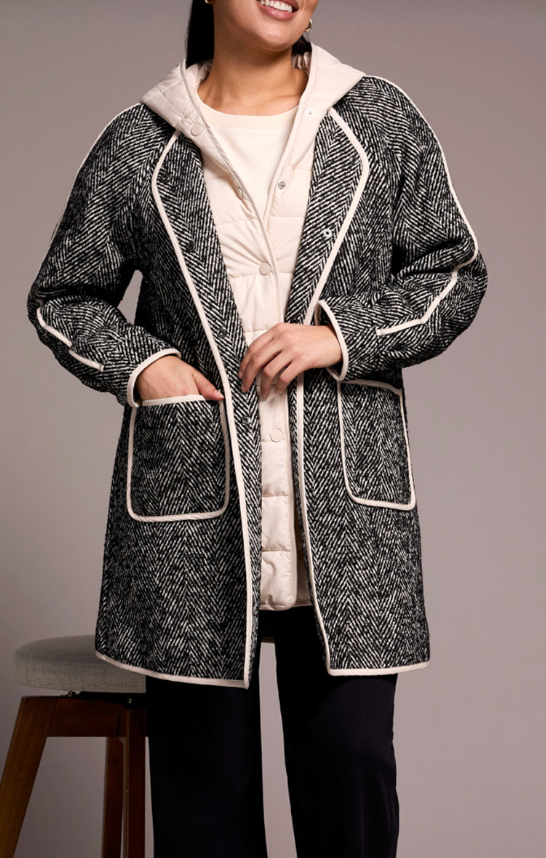 CHARCOAL HOODED COAT