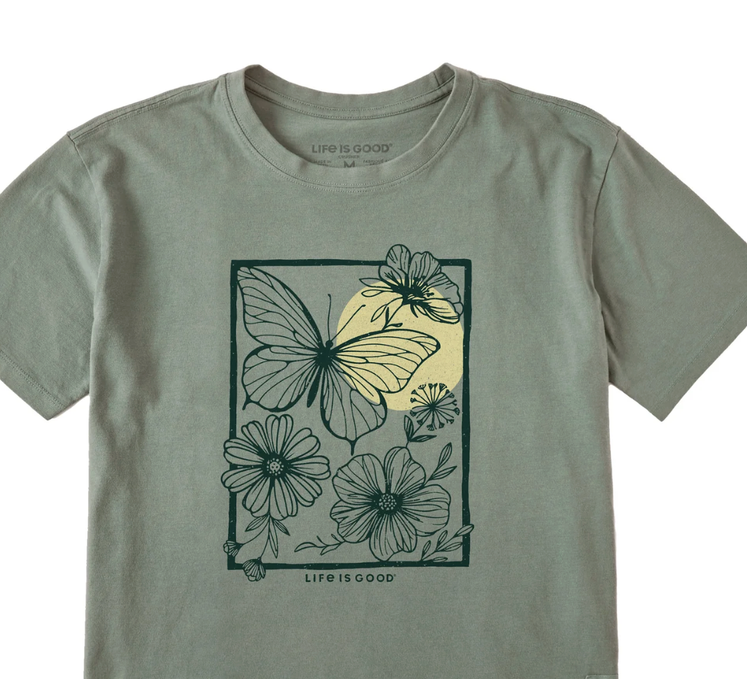 LIFE IS GOOD WOMEN'S  BUTTERFLY MEDLEY SHORT SLEEVE