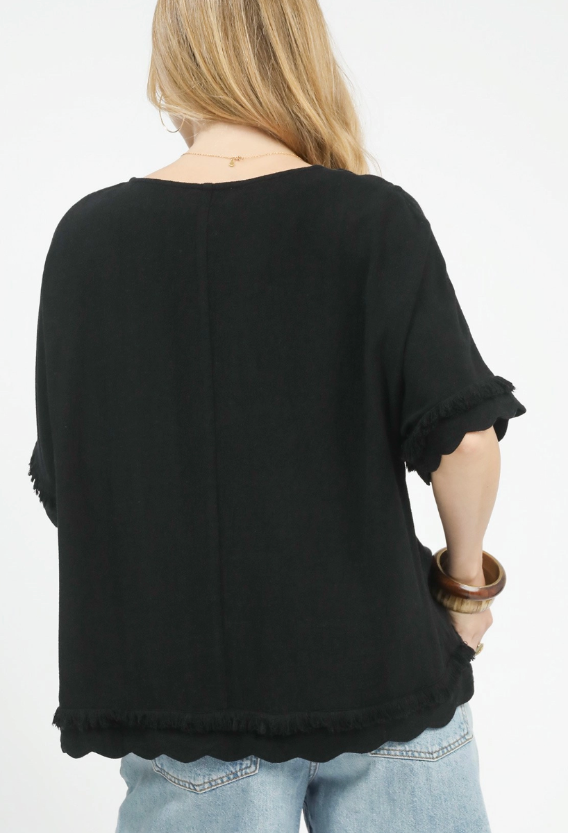 LINEN SCALLOP TOP