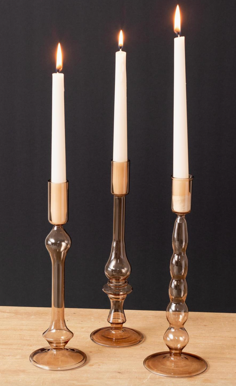 BROWN GLASS CANDLE HOLDER