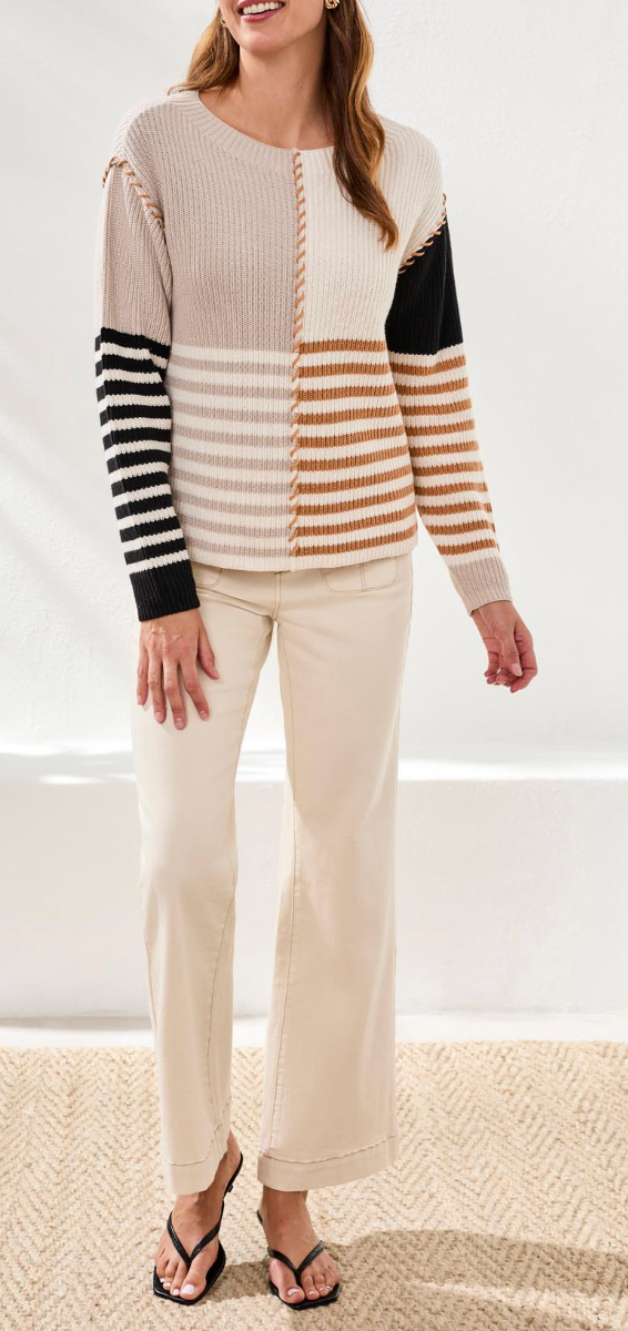 BOAT NECK STRIPE SWEATER
