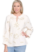 WHITE FLORAL EMBROIDERY TOP