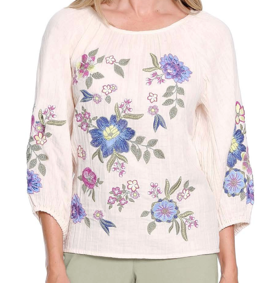 MULTI COLOR EMROIDERED PESANT TOP