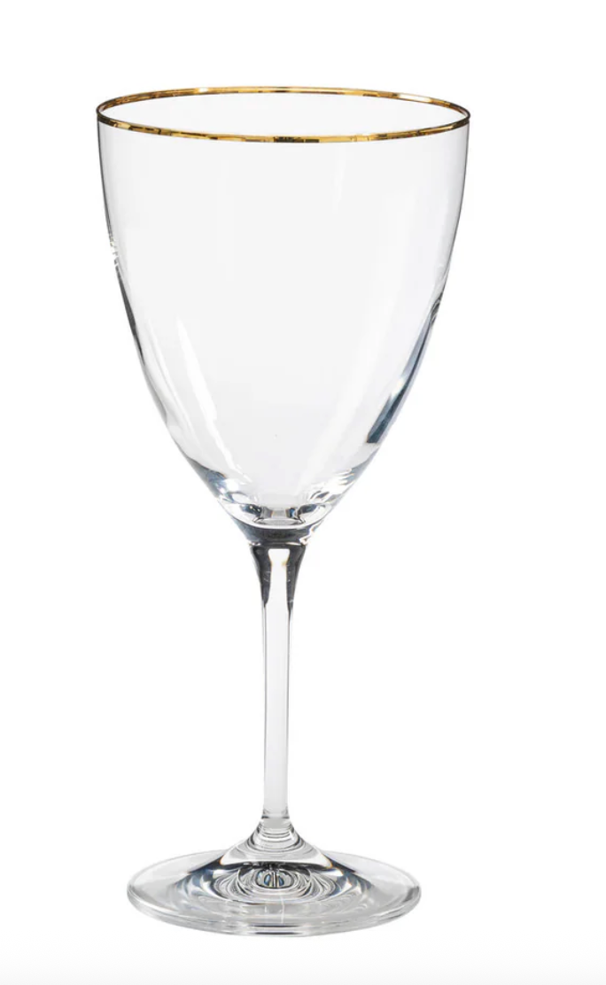WINE/WATER CLEAR/GOLD GLASS 14 OZ